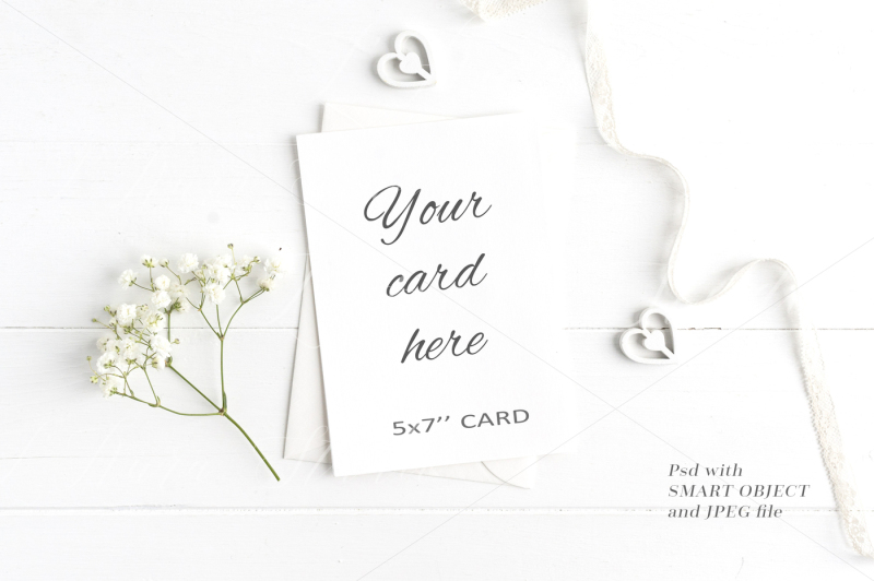 Free Wedding 5x7 Card Mockup - crd214 (PSD Mockups)
