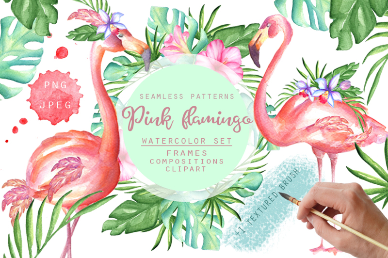 pink-flamingo-watercolor-set