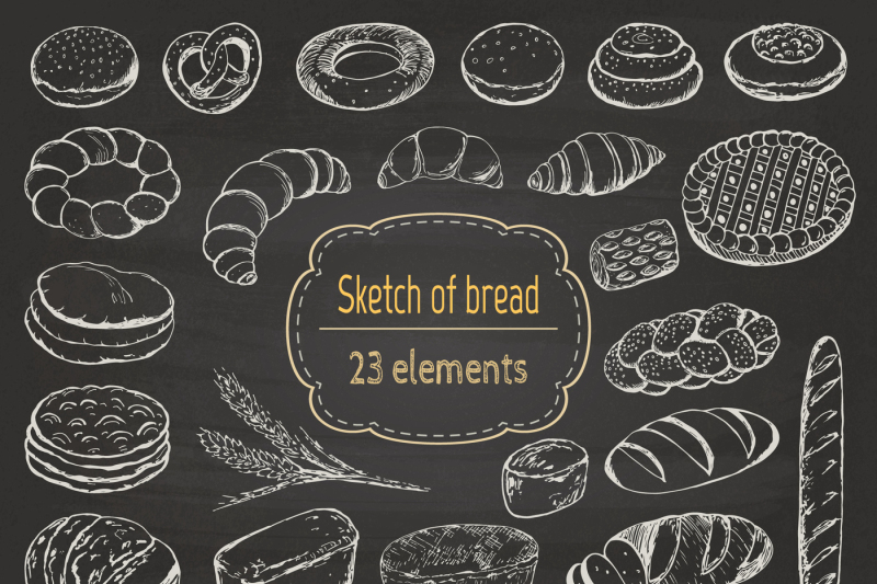sketch-of-bread-and-pastries