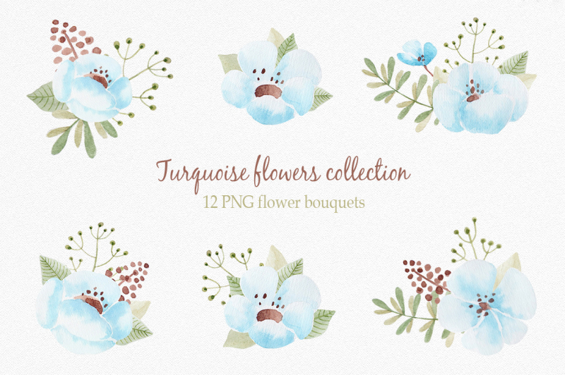 turquoise-flowers-watercolor