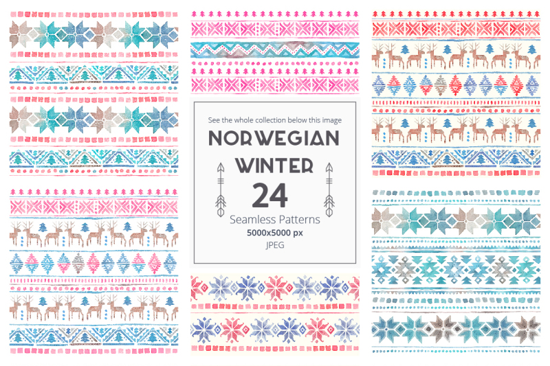 Norwegian Winter Seamless Patterns By Lumitar Thehungryjpeg Com