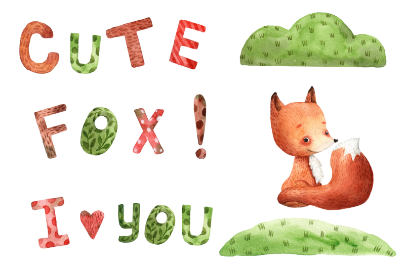 cute-fox-watercolor-clip-art-set