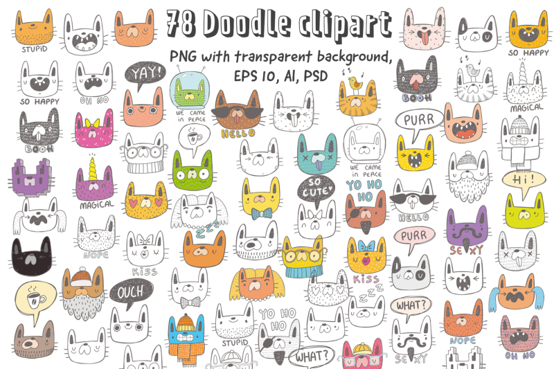 collection-of-doodle-cats