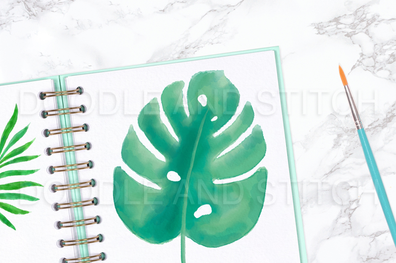 tropical-leaves-watercolor-clipart-illustrations