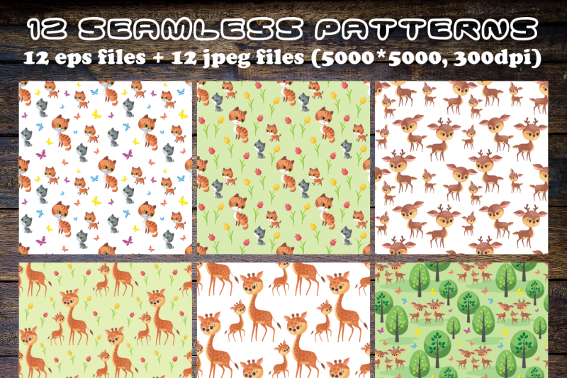 cute-animals-and-their-babies-seamless-patterns