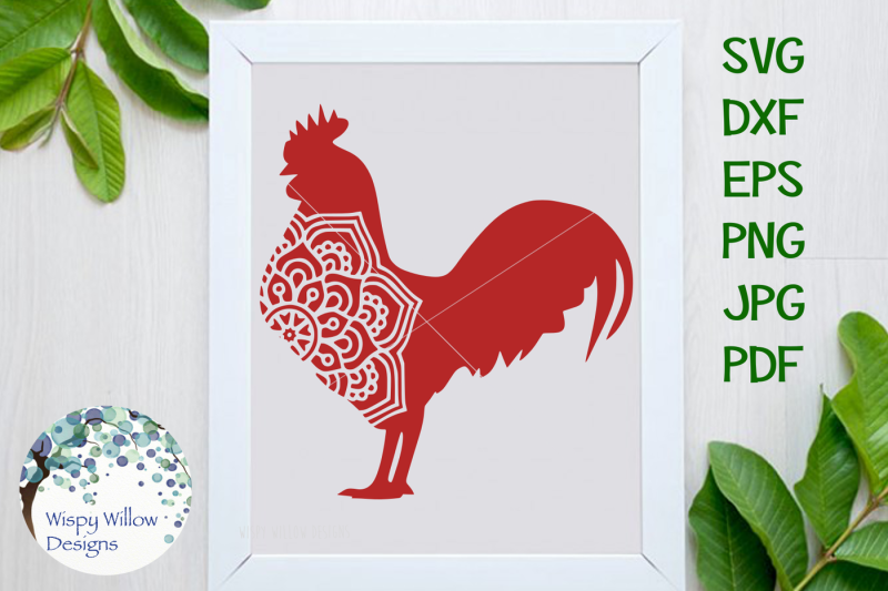 Download Rooster Mandala SVG/DXF/EPS/PNG/JPG/PDF By Wispy Willow ...