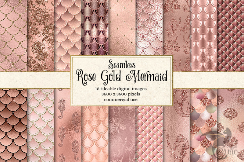 rose-gold-mermaid-digital-paper