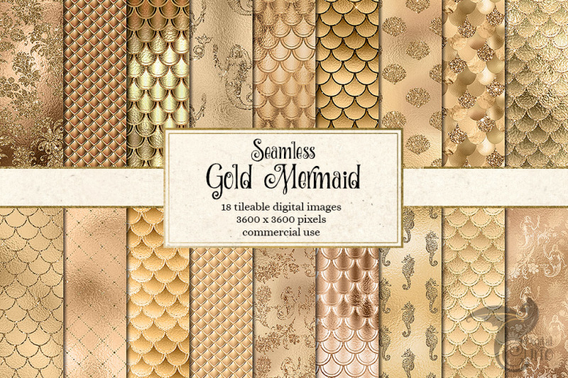 gold-mermaid-digital-paper