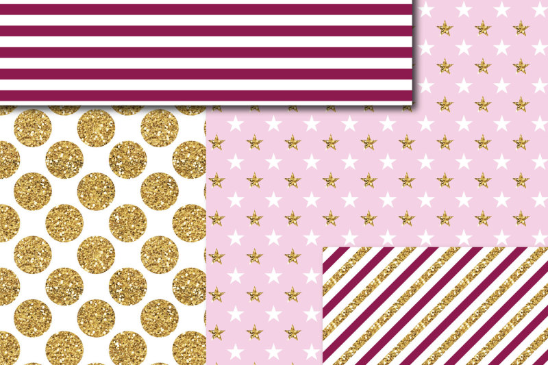 burgundy-and-pink-digital-paper-with-gold-glitter-mi-792