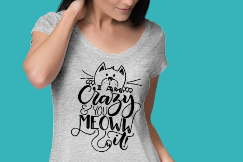 I Am Crazy And You Meoww It Crazy Cat Lady Hand Lettered Cut File By Howjoyful Files Thehungryjpeg Com