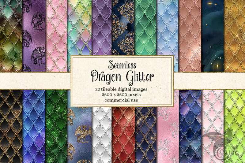 dragon-glitter-digital-paper