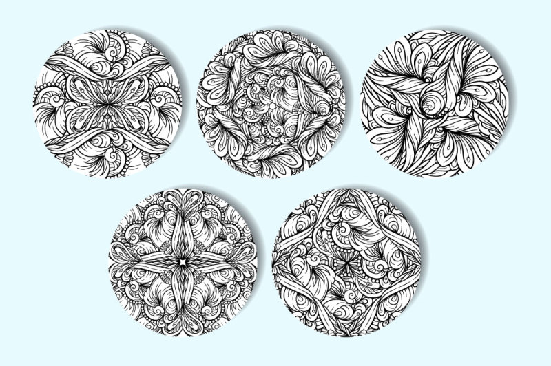 floral-doodles-seamless-patterns-set