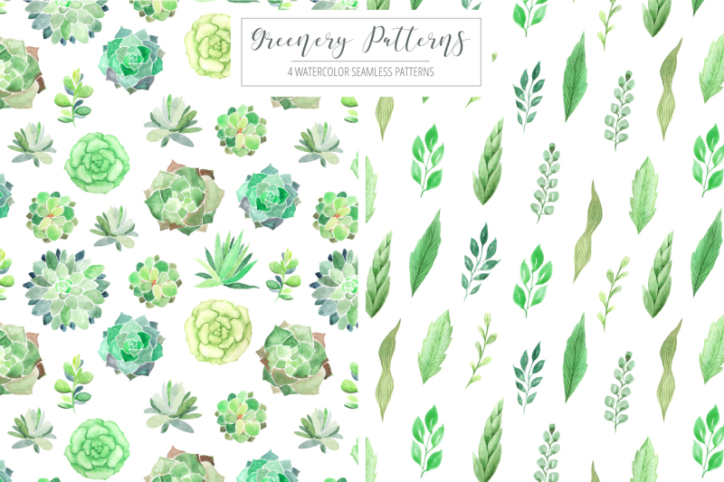4-watercolor-greenery-patterns