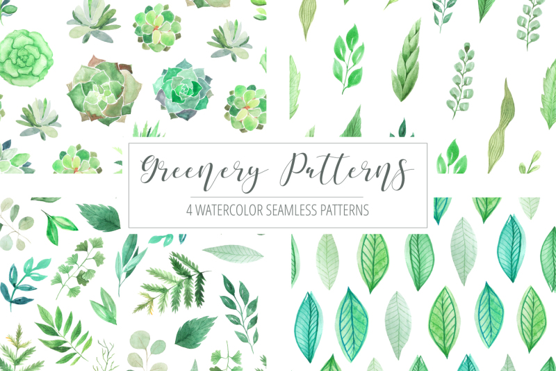 4-watercolor-greenery-patterns