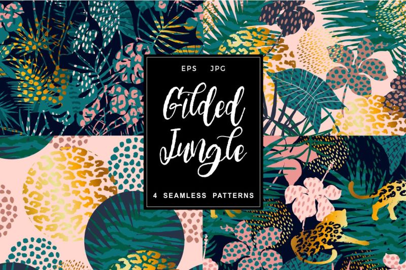 gilded-jungle-4-seamless-patterns