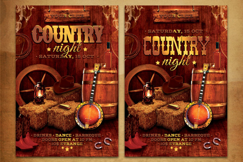 Western Country Music Party Flyer By artolus | TheHungryJPEG