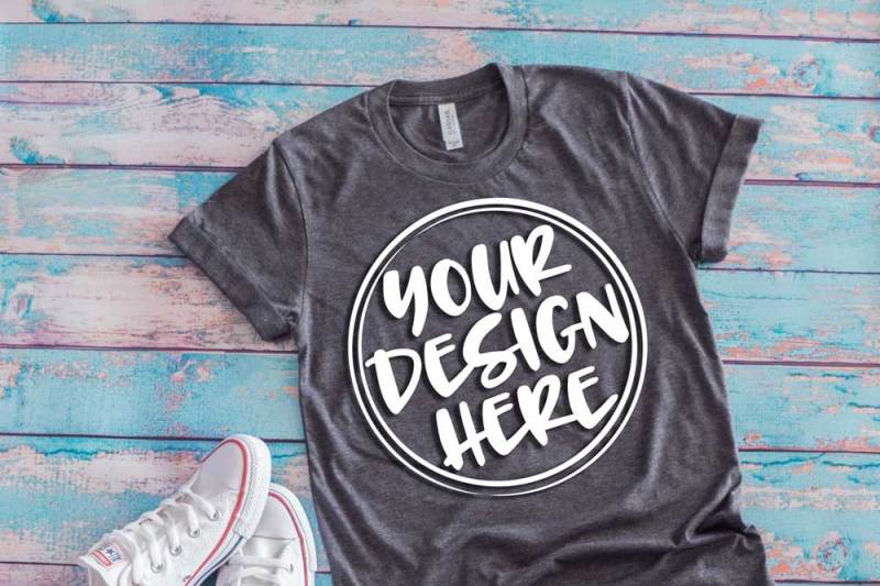 Download Gray t-shirt flat lay mock up 6479 By SoCuteAppliques | TheHungryJPEG.com