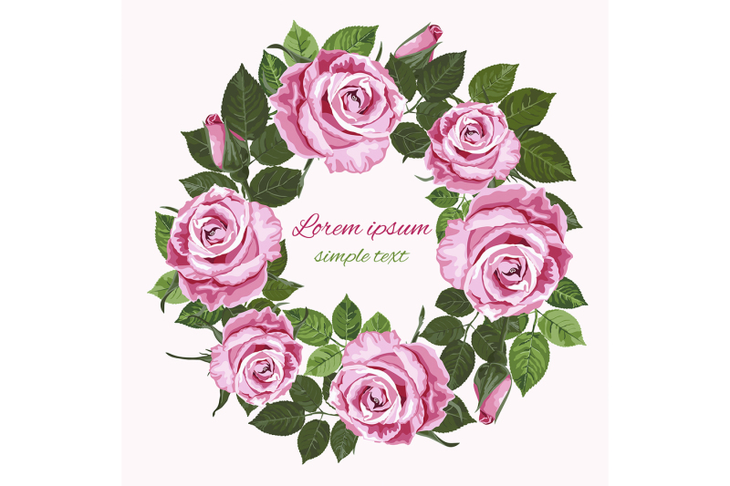 vector-wedding-invitations-with-pink-roses-wreath-on-the-white