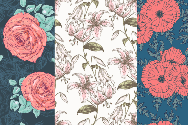 hand-drawn-floral-vector-patterns