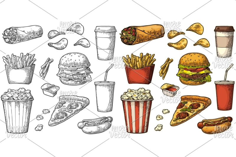 set-fast-food-vector-vintage-engraving-illustration