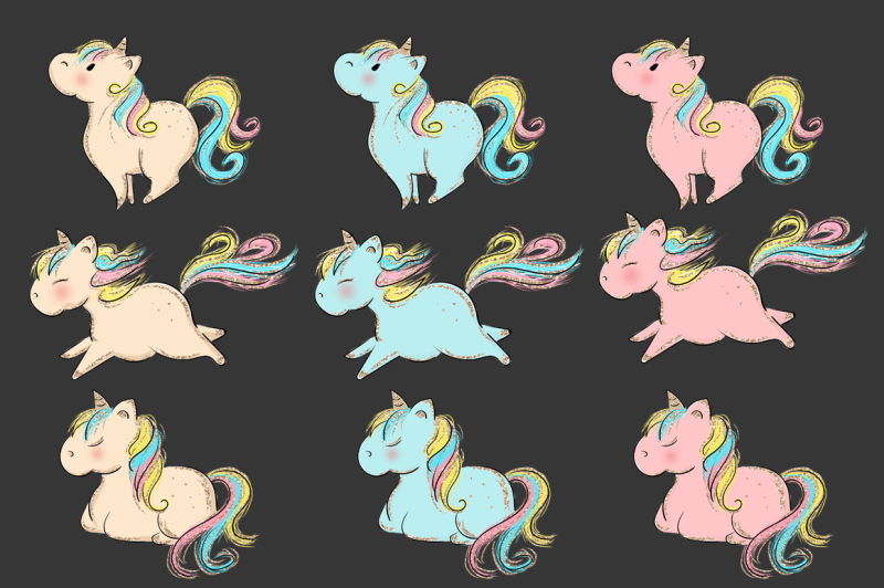 magical-rainbow-unicorns-clipart-with-gold-glitter