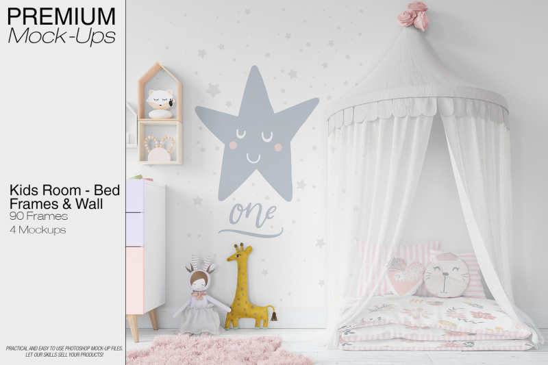 Download Download Kids Room - Bed with Drapery, Wall & 90 ...