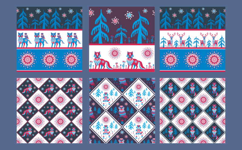 northern-tale-seamless-patterns-with-arctic-animals-in-tribal-style