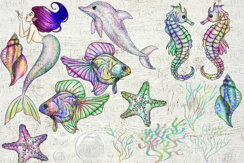 ocean-mermaids-clipart-collection-instant-download-printable-mermaid