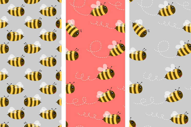 funny-bees-seamless-patterns-colorful-design-for-kids