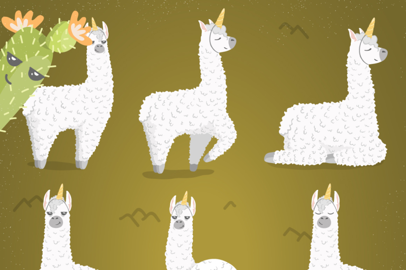brave-lamas-and-cactuses-vector-set