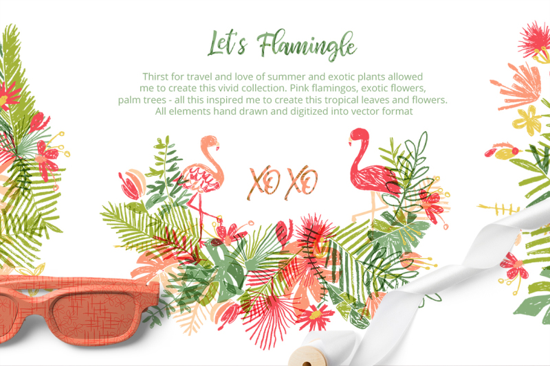 let-s-flamingle-vector-tropical-collection
