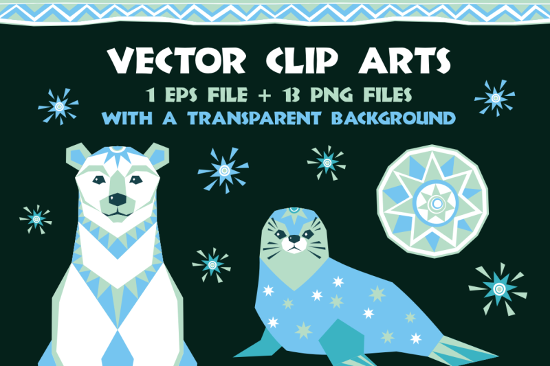 polar-night-vector-clip-arts-and-seamless-patterns-in-ethnic-style