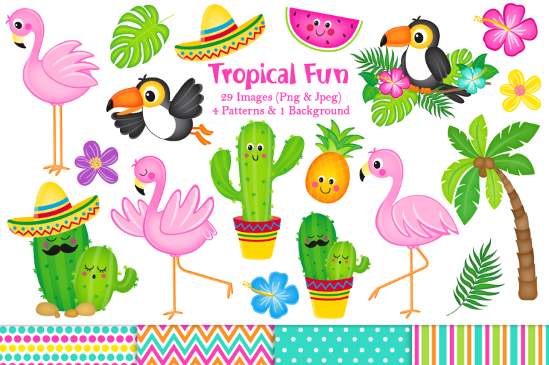 flamingo-clipart-cactus-clipart-tropical-graphics-amp-illustrations