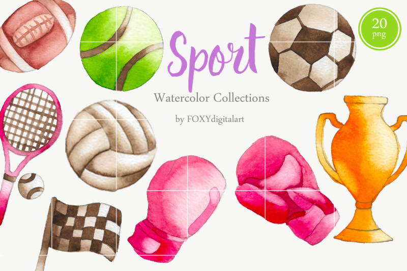 watercolor-sports-ball-fitness-sports-equipment-clipart