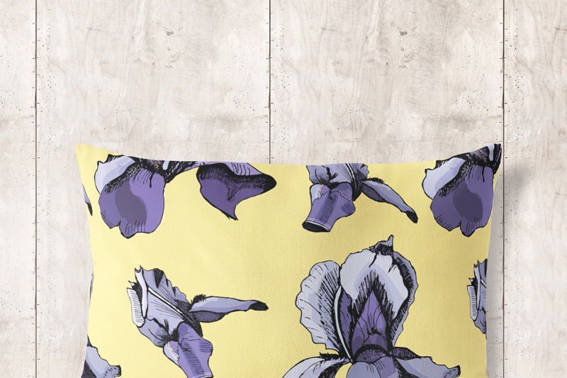 collection-with-sketches-of-iris-flowers-and-seamless-patterns