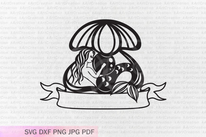 mermaid-monogram-svg-papercutting-template-sirena-mermaid-with-pearl