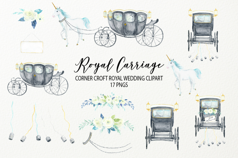 Watercolor Royal Carriage Clipart By Cornercroft | TheHungryJPEG.com