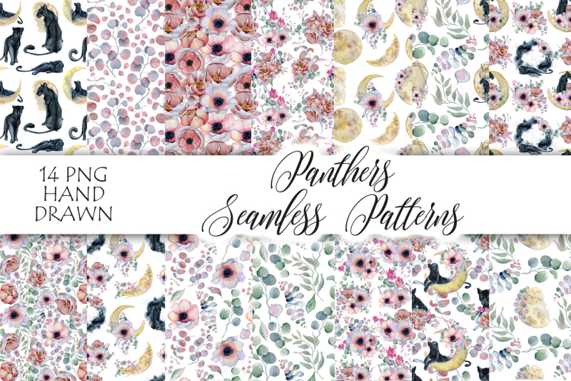 panthers-seamless-patterns-with-flowers-and-moons