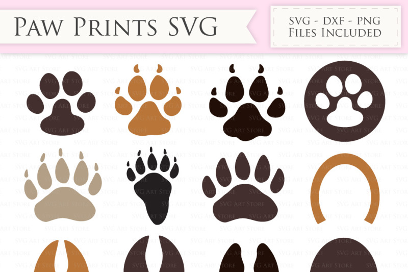 Download Paw Print Svg Files Animal Paw Print Cut Files By Svgartstore Thehungryjpeg Com