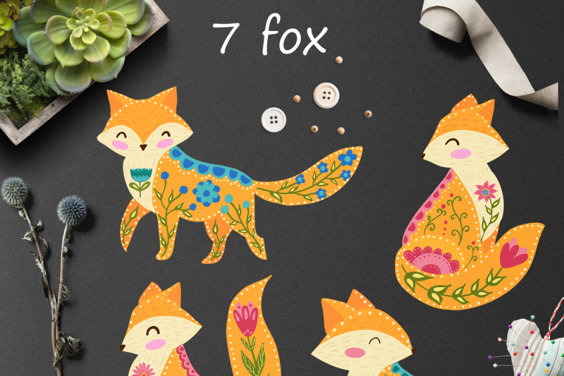 vector-flower-foxes