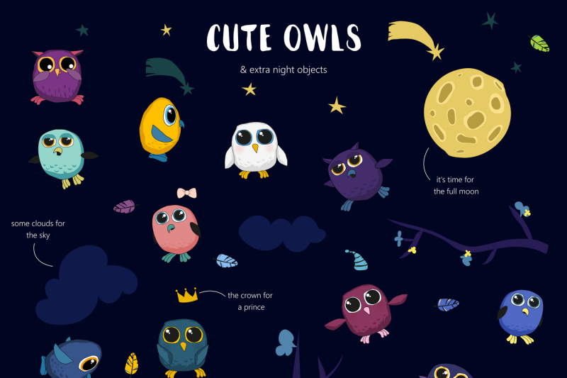midnight-owls-vector-set-for-kids