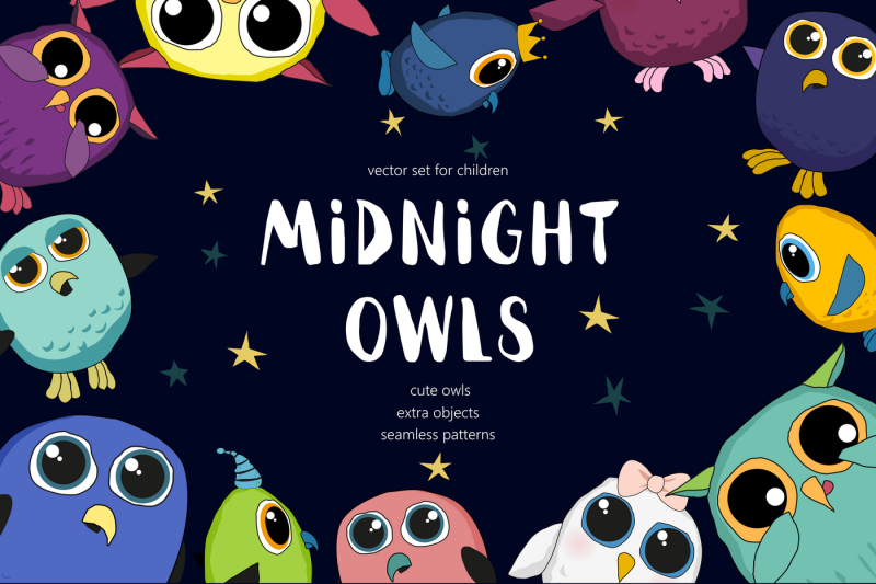 midnight-owls-vector-set-for-kids
