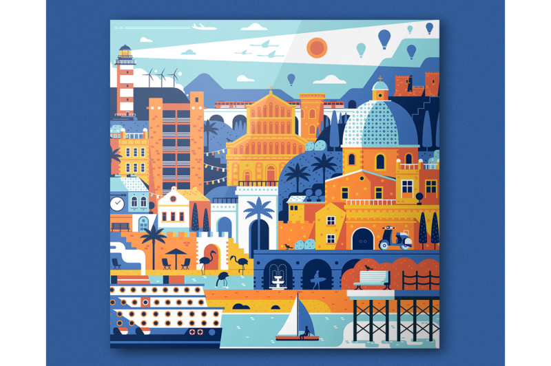 mediterranean-sea-town-travel-poster
