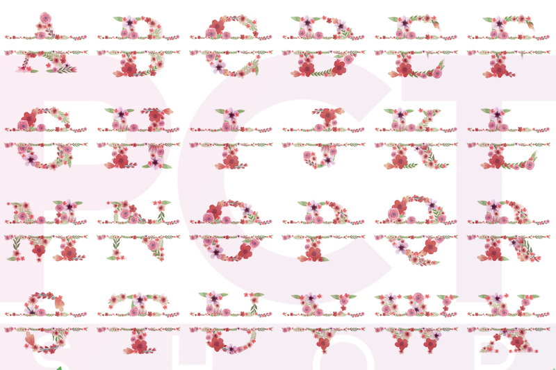 Download Split Letters A-Z Clipart - Split Floral Alphabet By ...