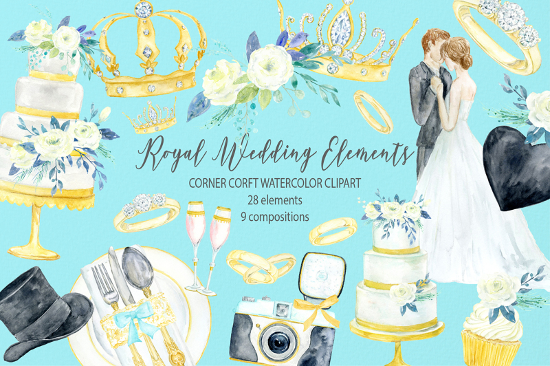 watercolor-clipart-royal-wedding-icons