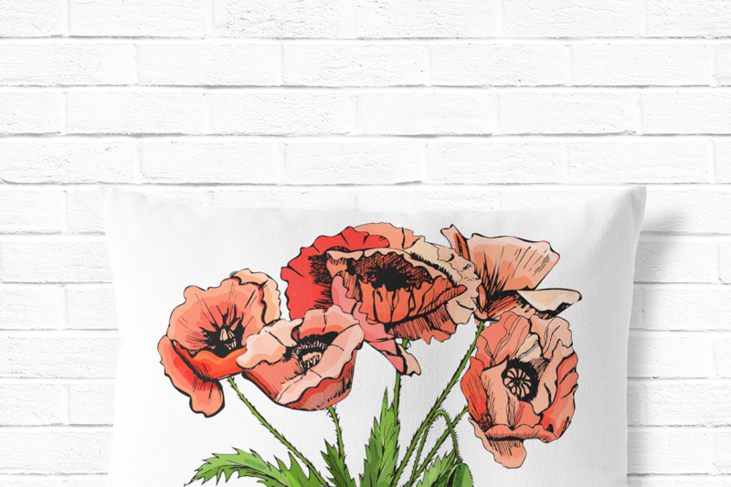 bundle-with-sketches-of-poppy-flowers-modern-and-retro-style