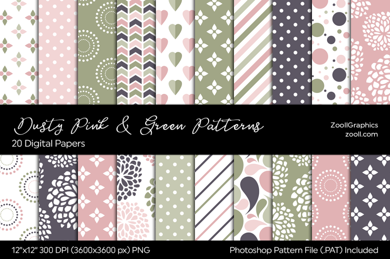 dusty-pink-and-green-digital-papers