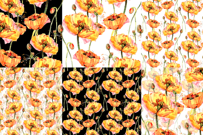 cool-yellow-poppies-png-watercolor-set
