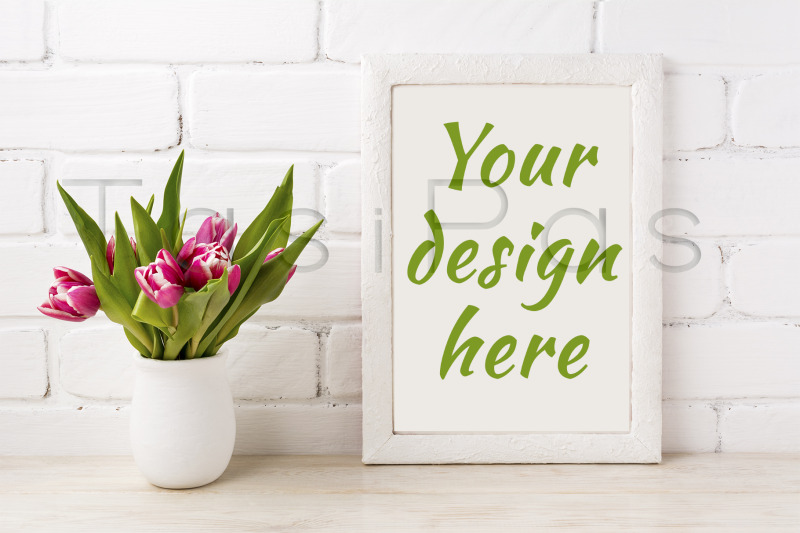 white-frame-mockup-with-magenta-pink-tulip-in-the-flower-pot