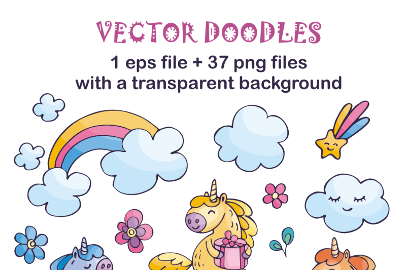 cheerful-unicorns-vector-doodles-and-seamless-patterns